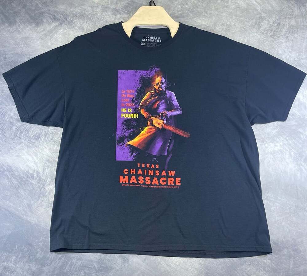 Texas Chainsaw Massacre 3XL Movie Poster Short Sleeve Men's Halloween T-shirt